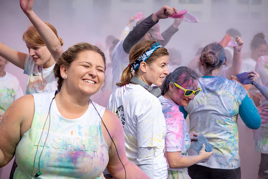 Runners get sprinkled with powder at the end of the Sept. 29 Color Run.