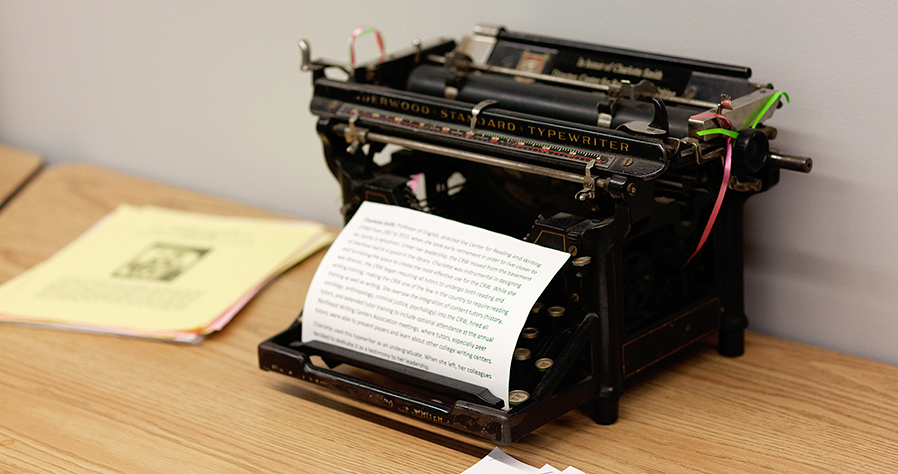 A vintage typewriter in the Center for Reading and Writing at SUNY Adirondack inspired future novelists.