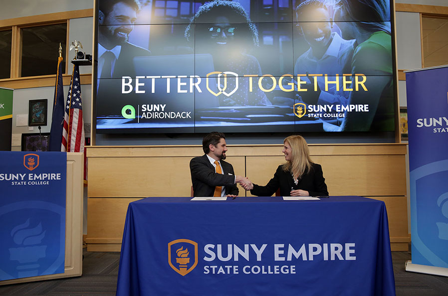 SUNY Empire State College President Jim Malatras and SUNY Adirondack President Kristine Duffy
