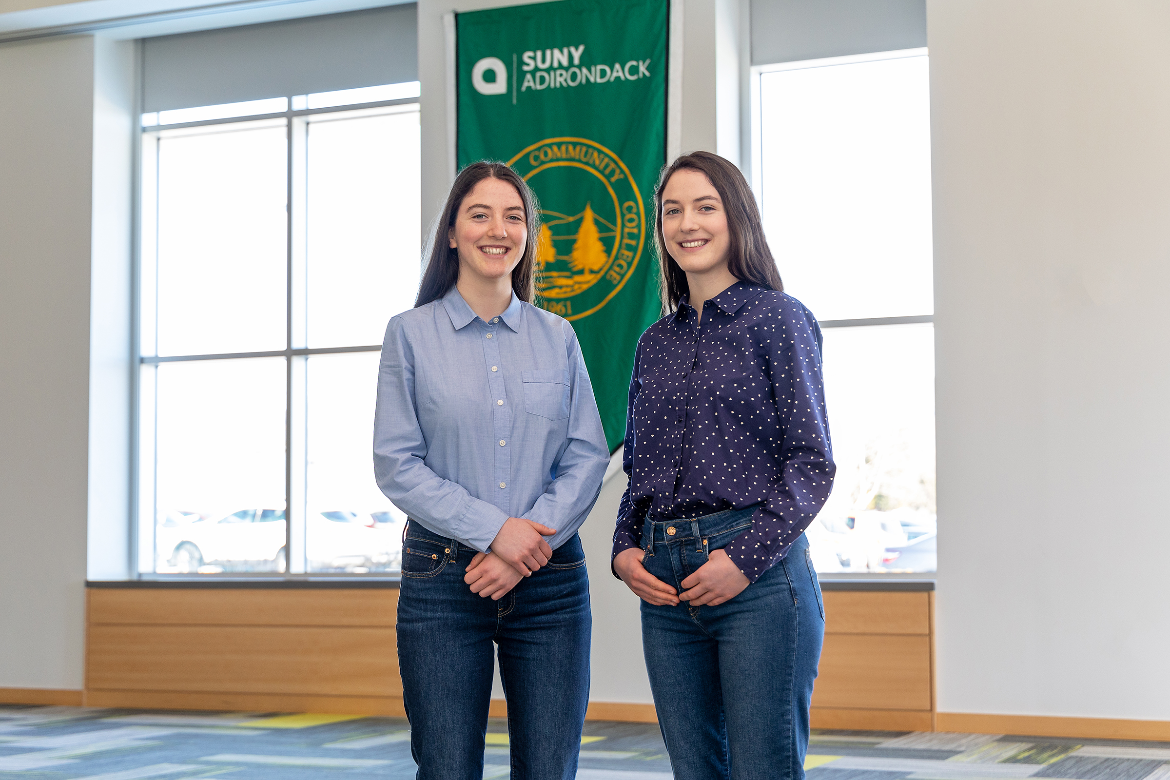 PHOTO CAPTION: Identical twin sisters Kate McKay, left, and Lucy McKay, right, of Cambridge earned SUNY Chancellor's Award for Student Excellence.