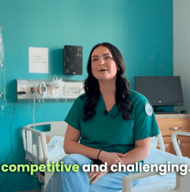 Ava Hubany is shown in a still taken from a video, as she discusses the Nursing program