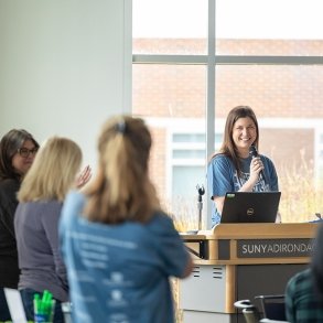 Holly Irion speaks at the 2025 Out of the Darkness event
