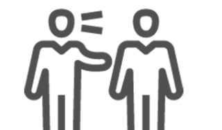 A line drawing of two people standing close to one another