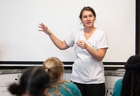 An instructor leads a Nursing course at SUNY Adirondack Saratoga