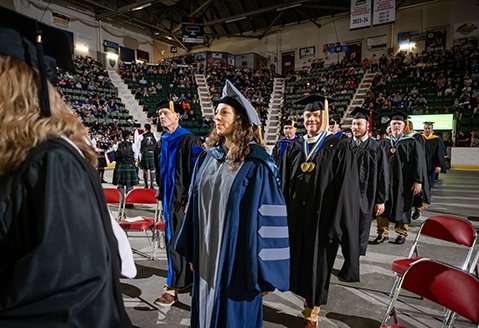 SUNY Adirondack professors walk into Commencement 2025.