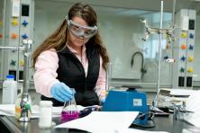 student in chemistry lab